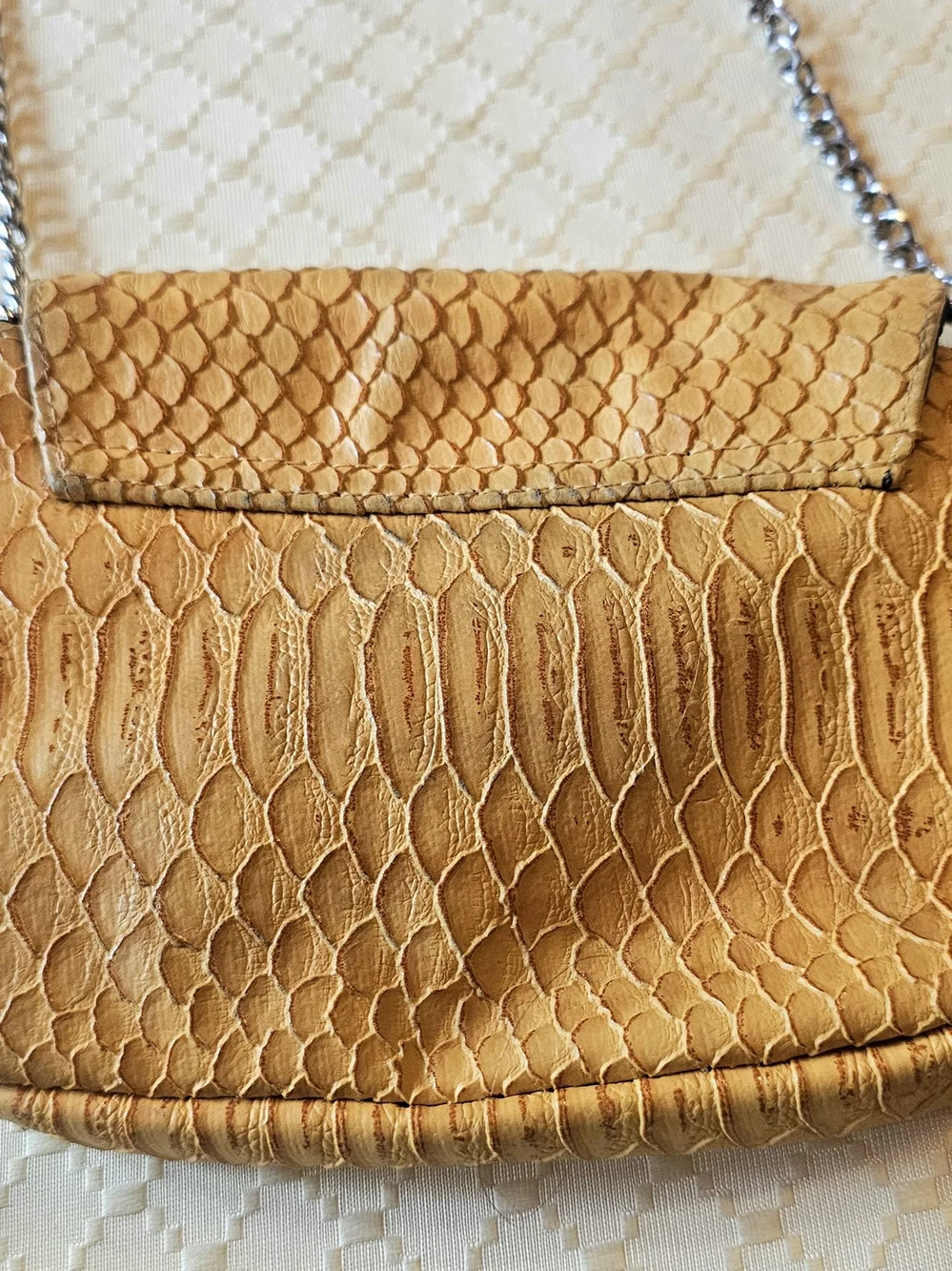 Source Unknown Yellow Textured Crossbody with Silver Chain - Picture 4 of 14